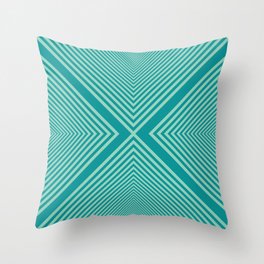 Psychedelic X Geometric Pattern - Viridian Green and Pearl Aqua Throw Pillow