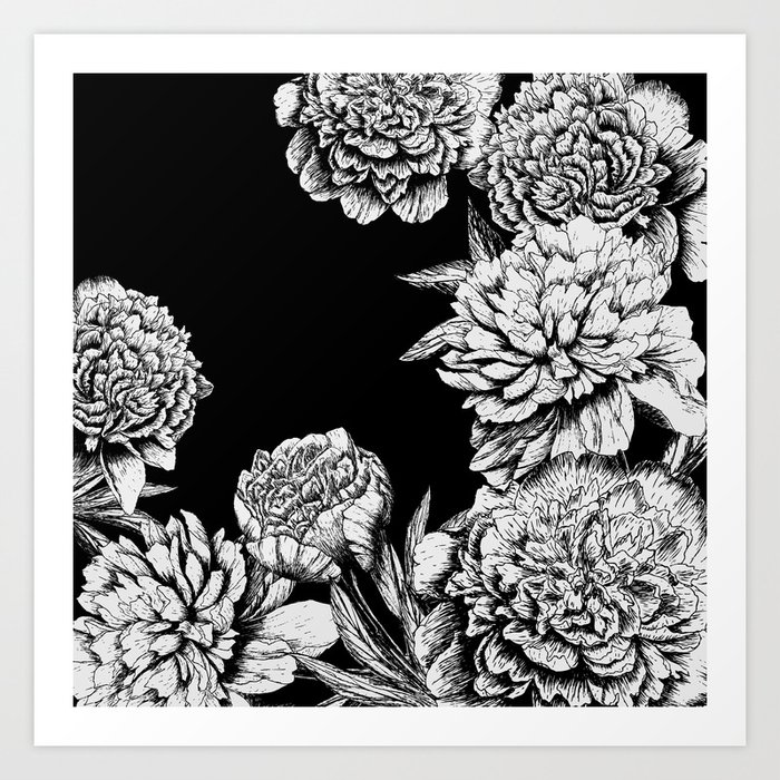 FLOWERS IN BLACK AND WHITE Kunstdrucke