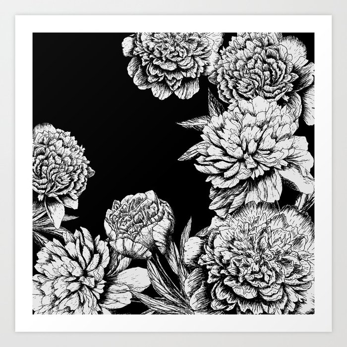 FLOWERS IN BLACK AND WHITE Wall Tapestry by Magic Dreams