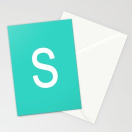LETTER S (WHITE-TURQUOISE) Stationery Card