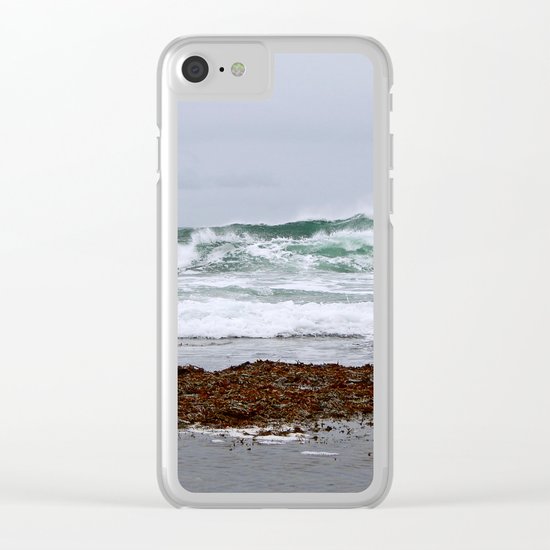 Green Waves Crashing into White Foam Clear iPhone Case