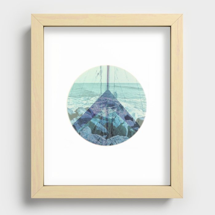 Ocean Beach Blue Pacific Waves Surf Boat Fishing Surfer Fisherman Abstract  Northwest Oregon Recessed Framed Print by Kim Rose Adams