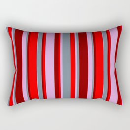 [ Thumbnail: Plum, Slate Gray, Maroon, and Red Colored Lines Pattern Rectangular Pillow ]