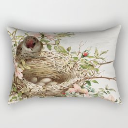 Vintage Bird with Eggs in Nest Rectangular Pillow