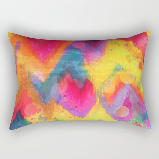 BOLD QUOTATION in NEONS 2 - Intense Rainbow Abstract Watercolor Art Painting Dream Pink Ikat Pattern Rectangular Pillow