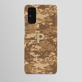 Personalized  P Letter on Brown Military Camouflage Army Commando Design, Veterans Day Gift / Valentine Gift / Military Anniversary Gift / Army Commando Birthday Gift  Android Case