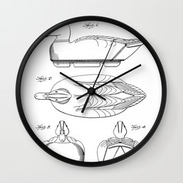 Duck Decoy Patent - Hunter Outdoorsman Art - White Wall Clock