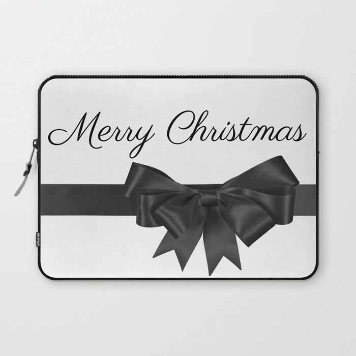 Merry Christmas - Black and White  Laptop Sleeve