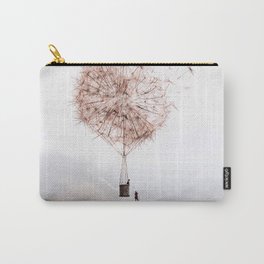 Flying Dandelion Carry-All Pouch | Surrealism, Curated, Pink, Landscape, Digital, Flowers, Dream, Flower, Dandelion, Love 