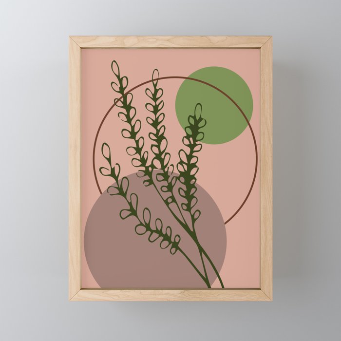 Ecoposter with two twigs of herbs Framed Mini Art Print