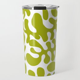 Lime Matisse cut outs seaweed pattern on white background Travel Mug