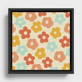 Retro Daisies 1960s Colors Framed Canvas