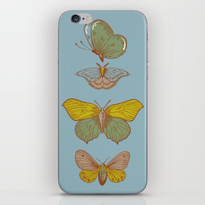 Vintage Butterfly Teal iPhone Skin