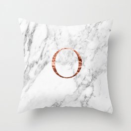 Monogram rose gold marble O Throw Pillow
