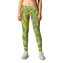 Meandering Abstract Artwork in Ukrainian National Colors (Blue and Yellow) Leggings