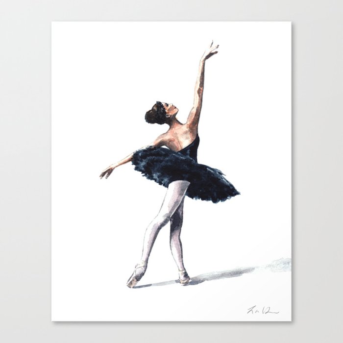 Ballerina Ballet Dancer Art Black Swan Lake Tutu Canvas Print