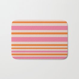 Variable Stripe Pattern in Retro Pink Orange Bath Mat