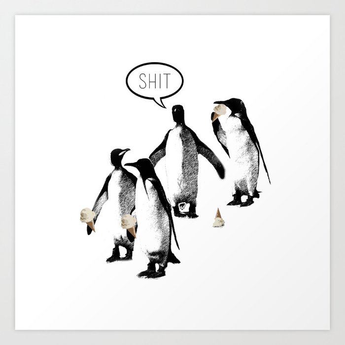 Penguins and Ice Creams Art Print