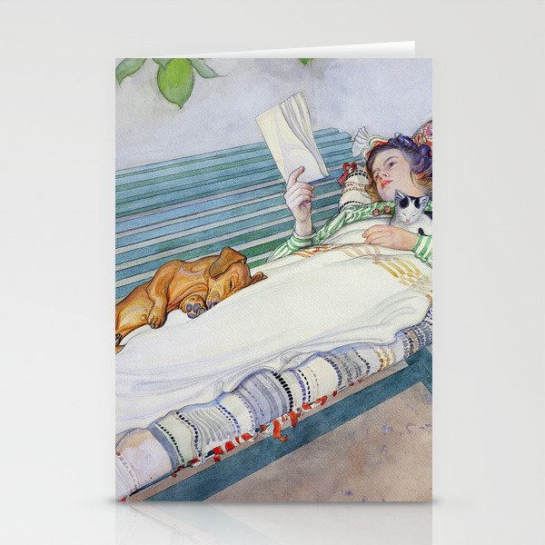 Carl Larsson  -  Woman Lying On A Bench Stationery Cards
