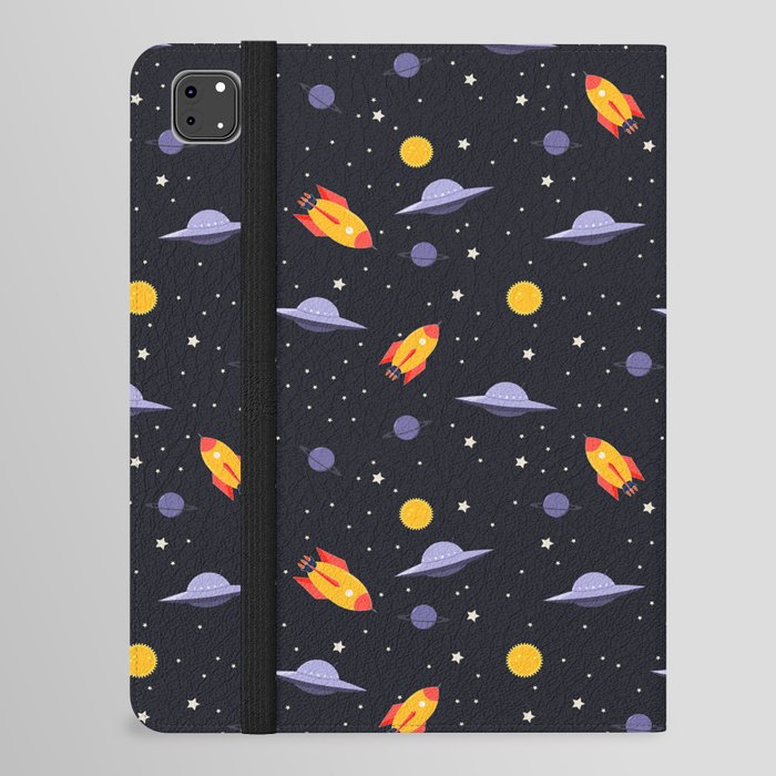 Space,planets,spaceship,moon,stars iPad Folio Case