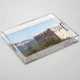 Bodrum Castle tower sea view Acrylic Tray