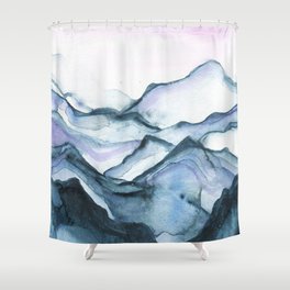 Indigo abstract watercolor Shower Curtain