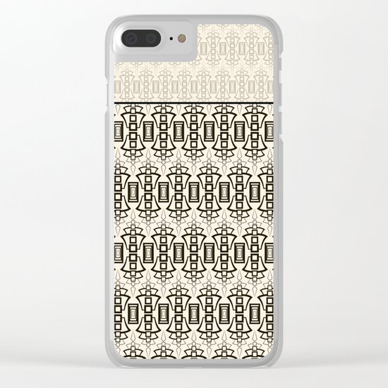 Art Deco . Black and beige combination pattern . Clear iPhone Case