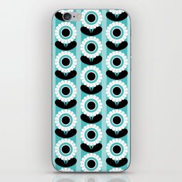 Turquoise Mid Century Modern Flowers // MCM Floral // Sky Blue, Black and White iPhone Skin
