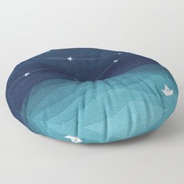 Garlands of stars, watercolor teal ocean Floor Pillow