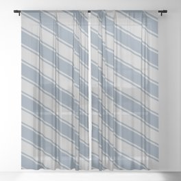 [ Thumbnail: Light Slate Gray & Grey Colored Lines Pattern Sheer Curtain ]
