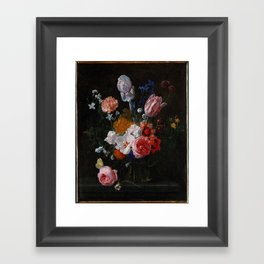 A Bouquet of Flowers in a Crystal Vase Framed Art Print