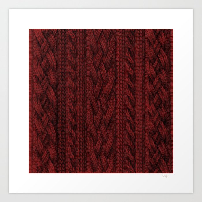 Cardinal Red Cable Knit Art Print