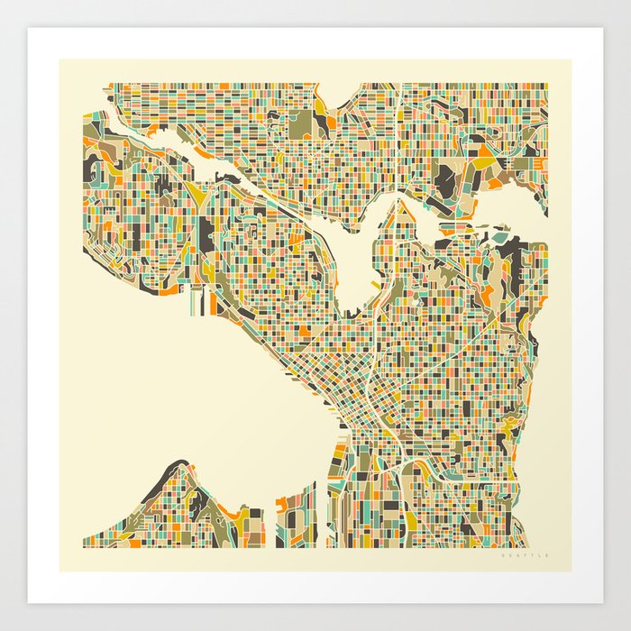SEATTLE Map Art Print