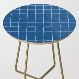 Navy Blue Checkered Tiles Side Table