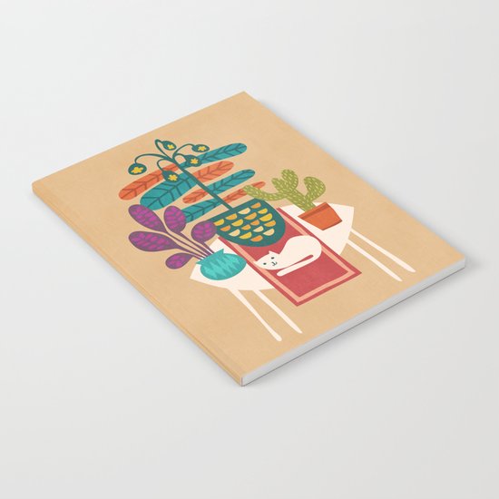 Indoor garden with cat Notebook