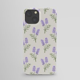 Hand drawn vector seamless pattern of  violet lavender flowers iPhone Case