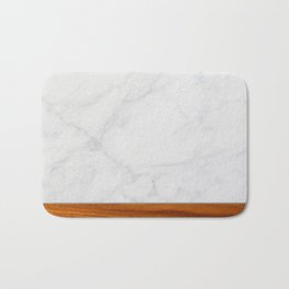 Marble and Wood 2 Bath Mat | Photo, Graphicdesign, Carrara, Walnut, Texture, Wood, Santo, Digital, White, Pattern 