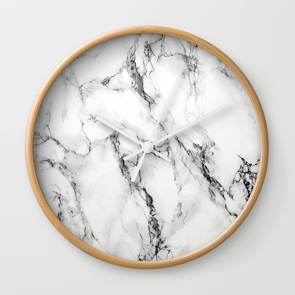 White Marble Texture Wall Clock by Artonwear