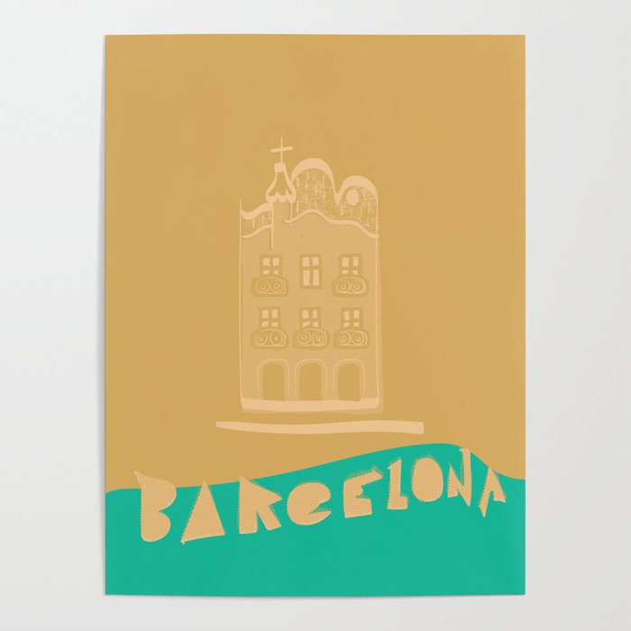 Barcelona post card Poster