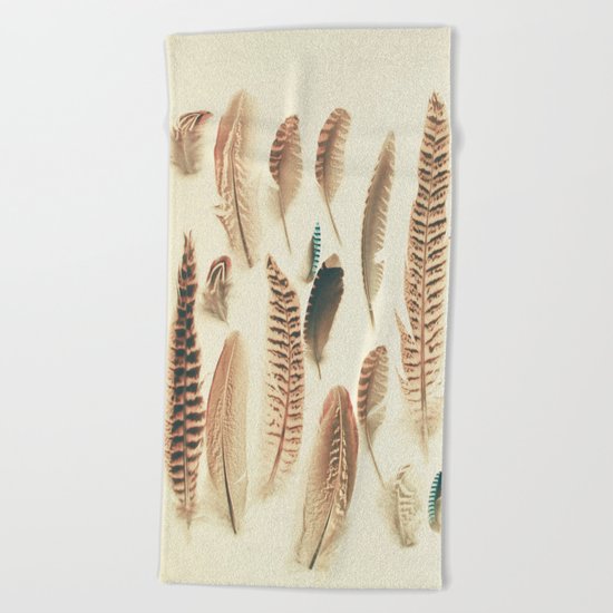 Found Feathers Beach Towel