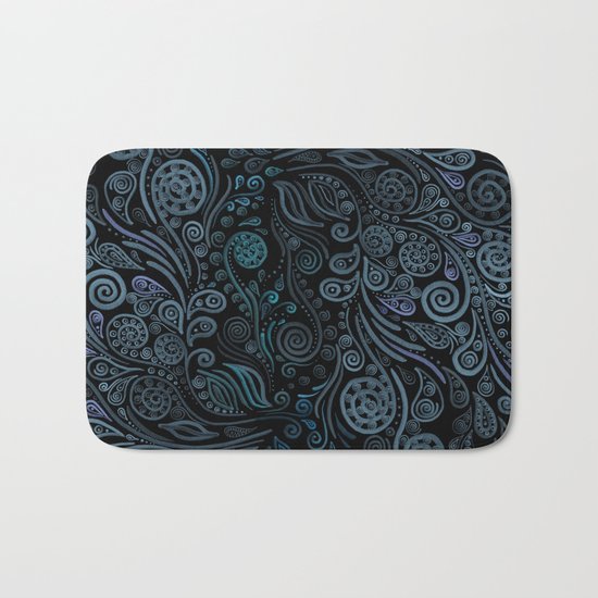 3D ornaments, blue Bath Mat