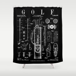 Golf Club Golfer Old Vintage Patent Drawing Print Shower Curtain