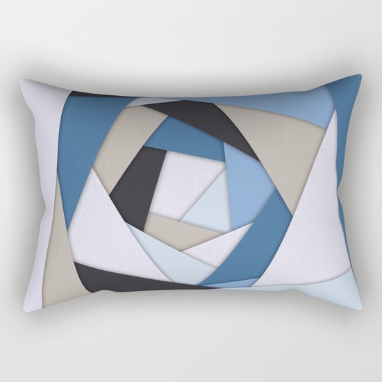 Abstract Blues Geometric Layers Rectangular Pillow