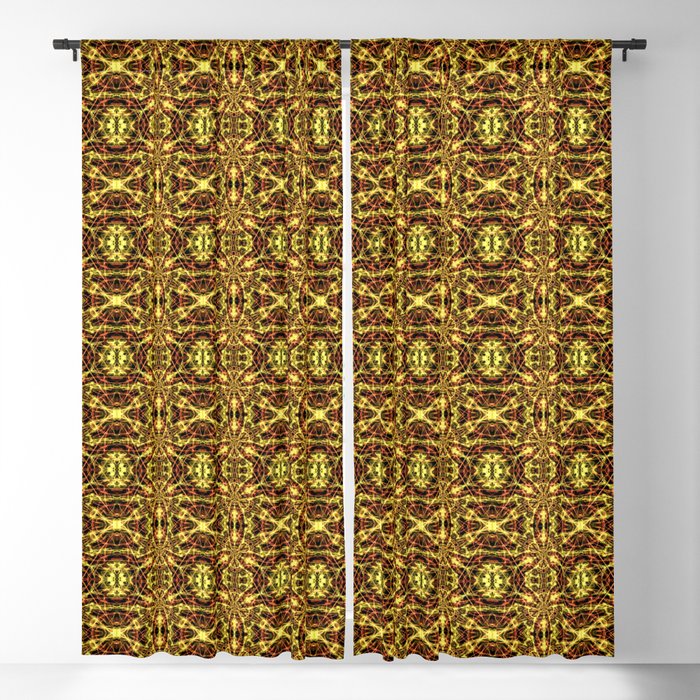 Liquid Light Series 60 ~ Yellow & Orange Abstract Fractal Pattern Blackout Curtain