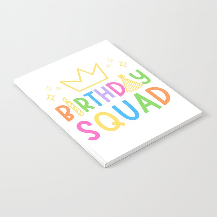 Colorful Birthday Squad Cute Doodle Bday Crew Notebook