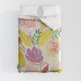 Autumn Bouquet of Flowers Purple and Yellow Duvet Cover