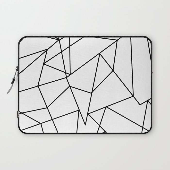 Simple Modern Black and White Geometric Pattern Laptop Sleeve by  BlackStrawberry
