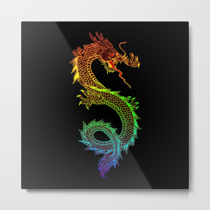 Traditional Chinese dragon in rainbow colors Metal Print