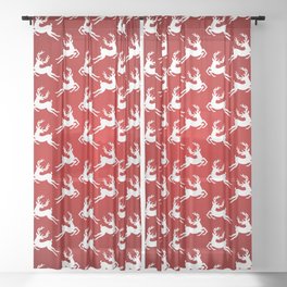 Christmas Pattern Red White Deer Retro Sheer Curtain