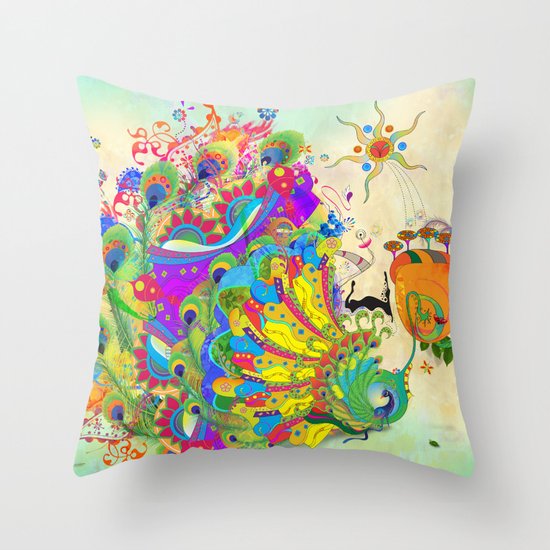 The Peacock Dance Throw Pillow